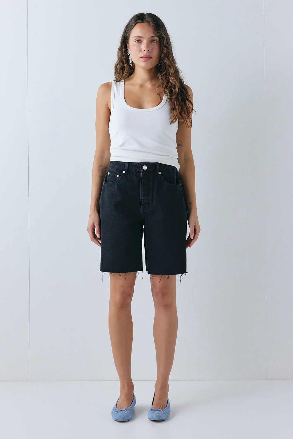 Andie High Rise Denim Shorts Black
