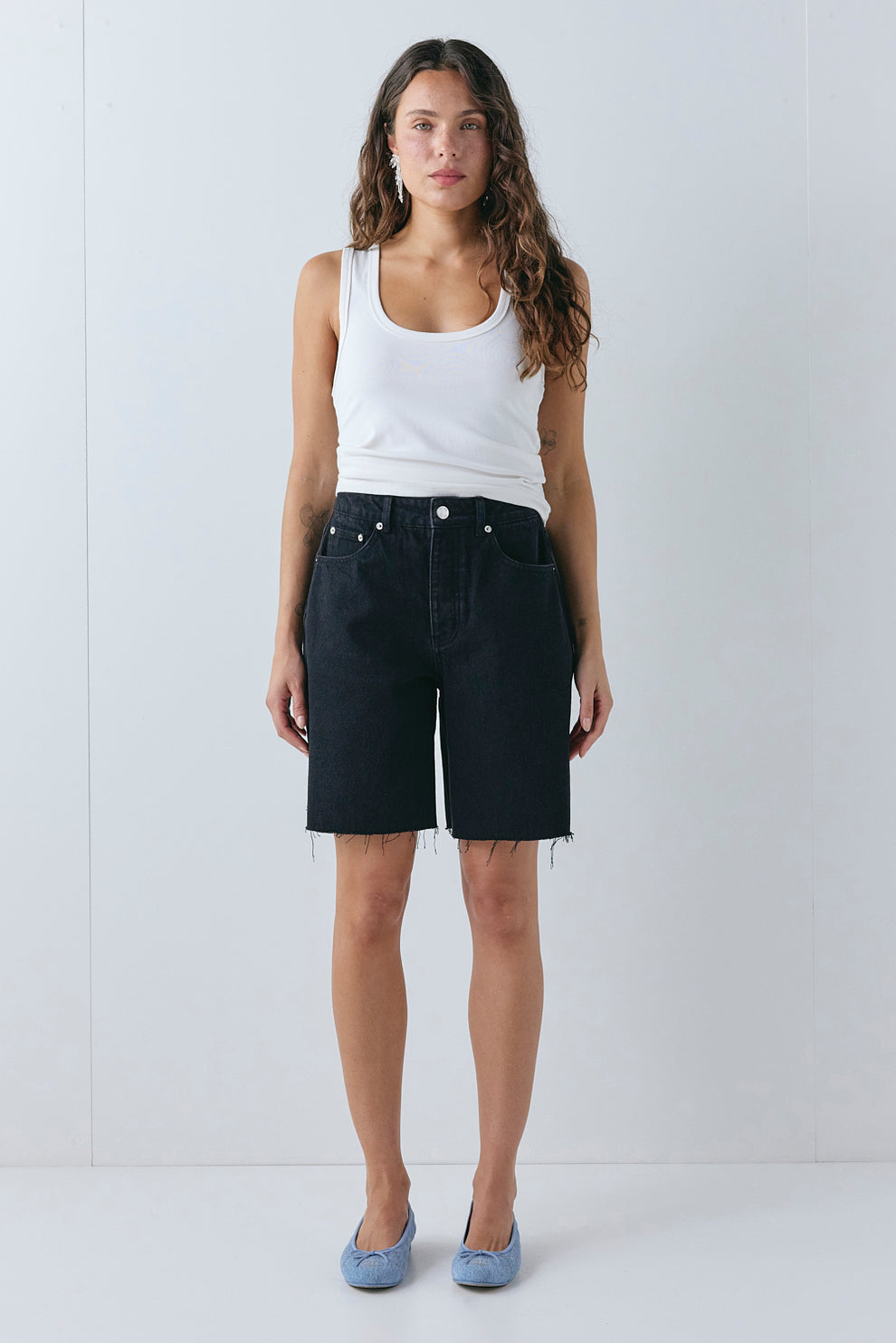 Andie High Rise Denim Shorts Black