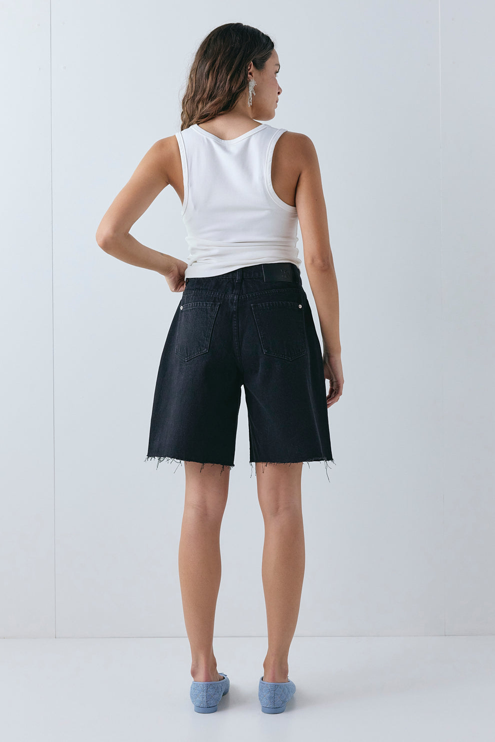 Andie High Rise Denim Shorts Black