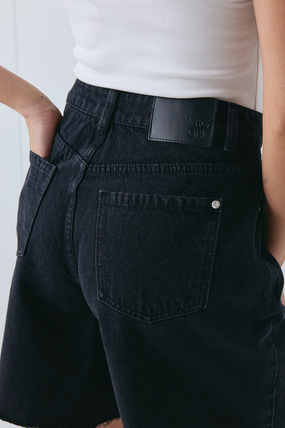 Andie High Rise Denim Shorts Black