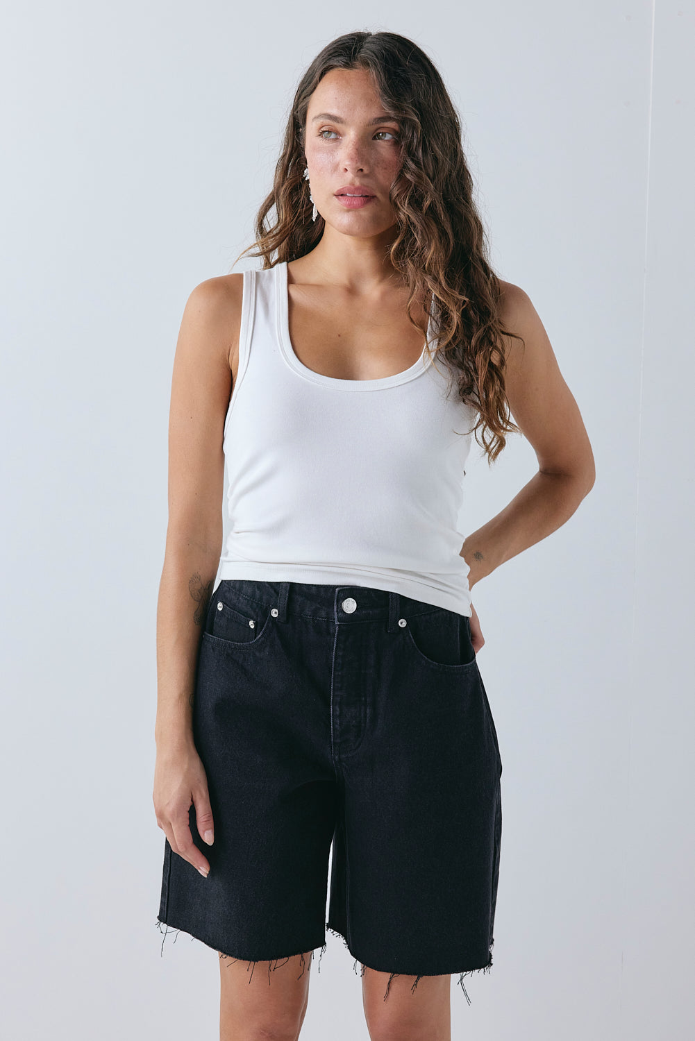 Andie High Rise Denim Shorts Black