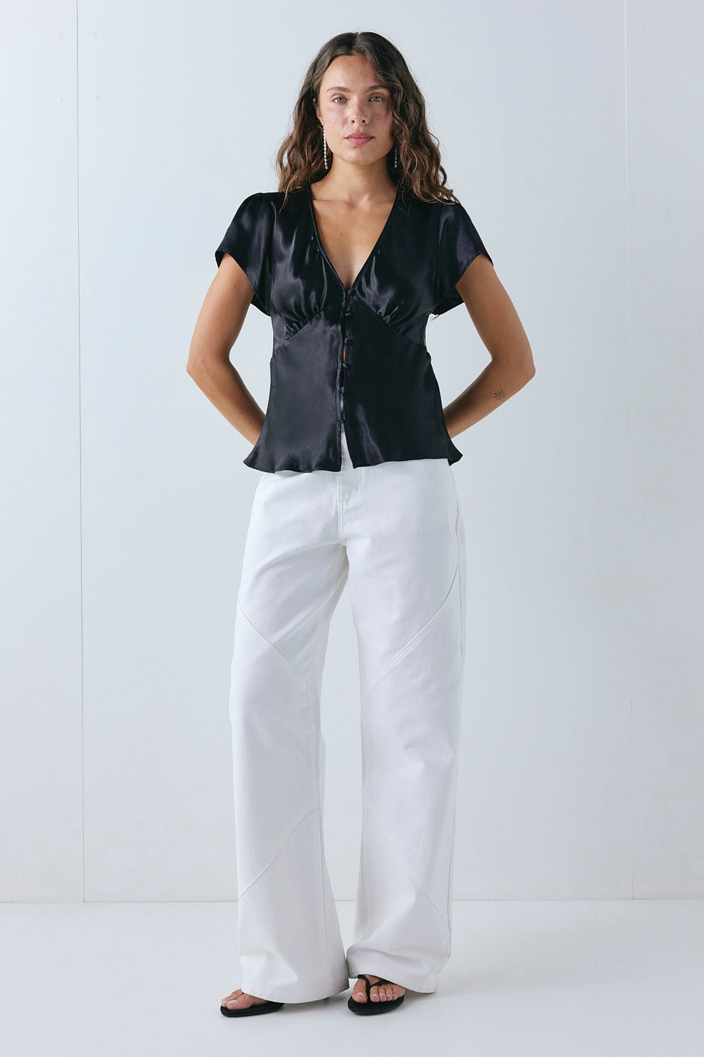Mallory Satin Top Black