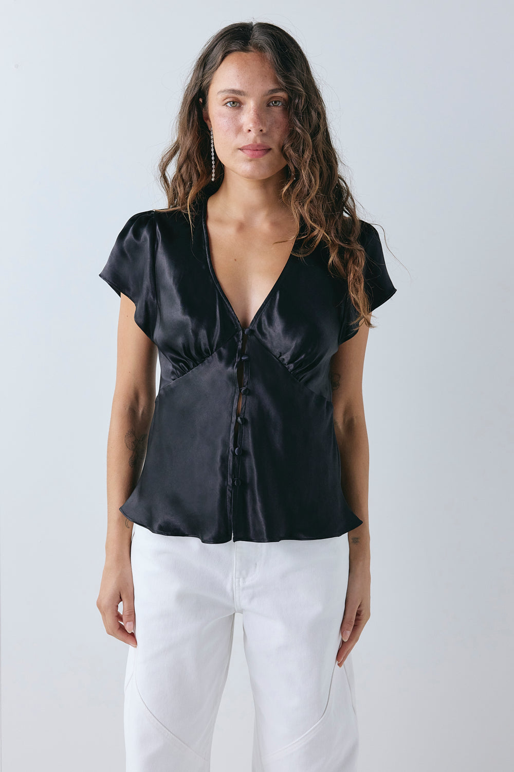 Mallory Satin Top Black - size:Stephanie:AU 6 / US 2
