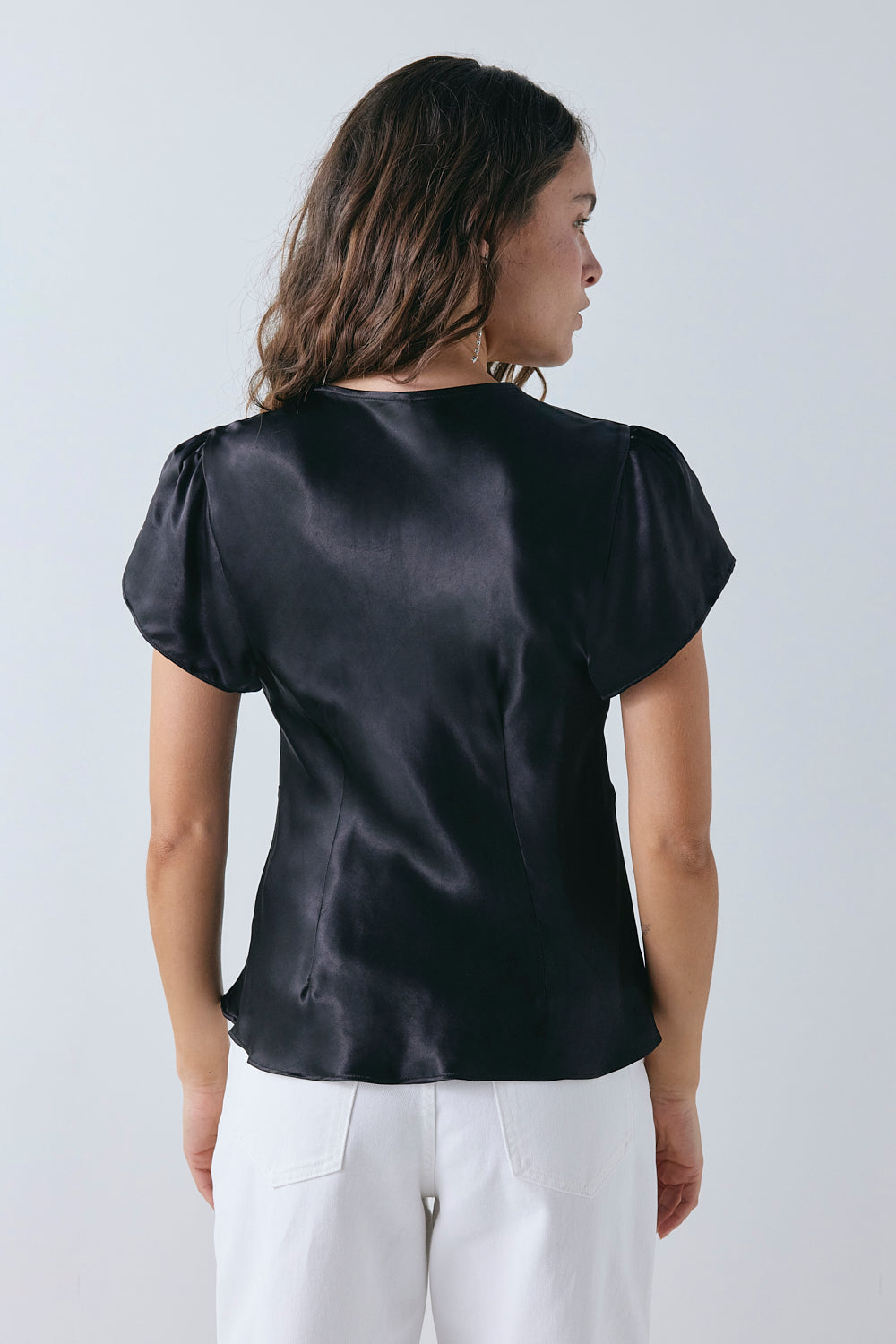 Mallory Satin Top Black