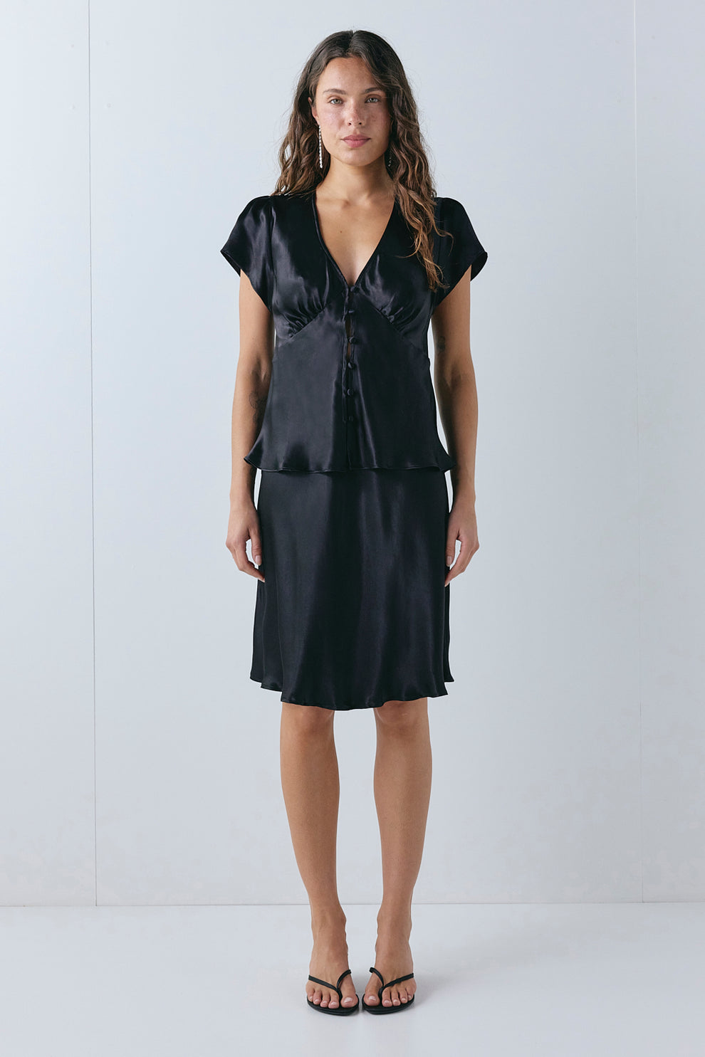Mallory Satin Top Black