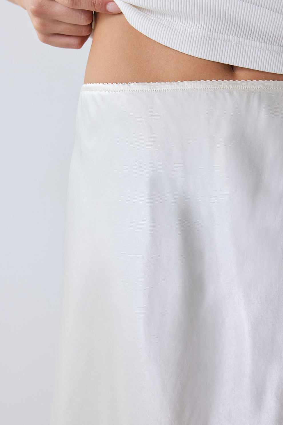 Marcia Satin Midi Skirt Cream
