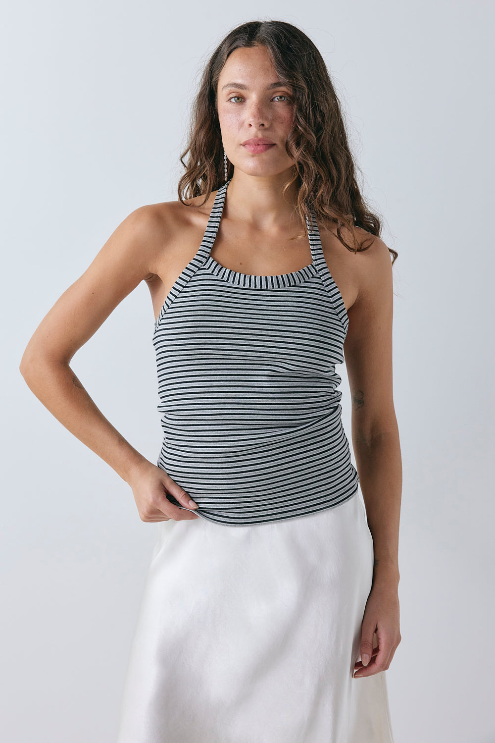 Monnie Top Grey Stripe