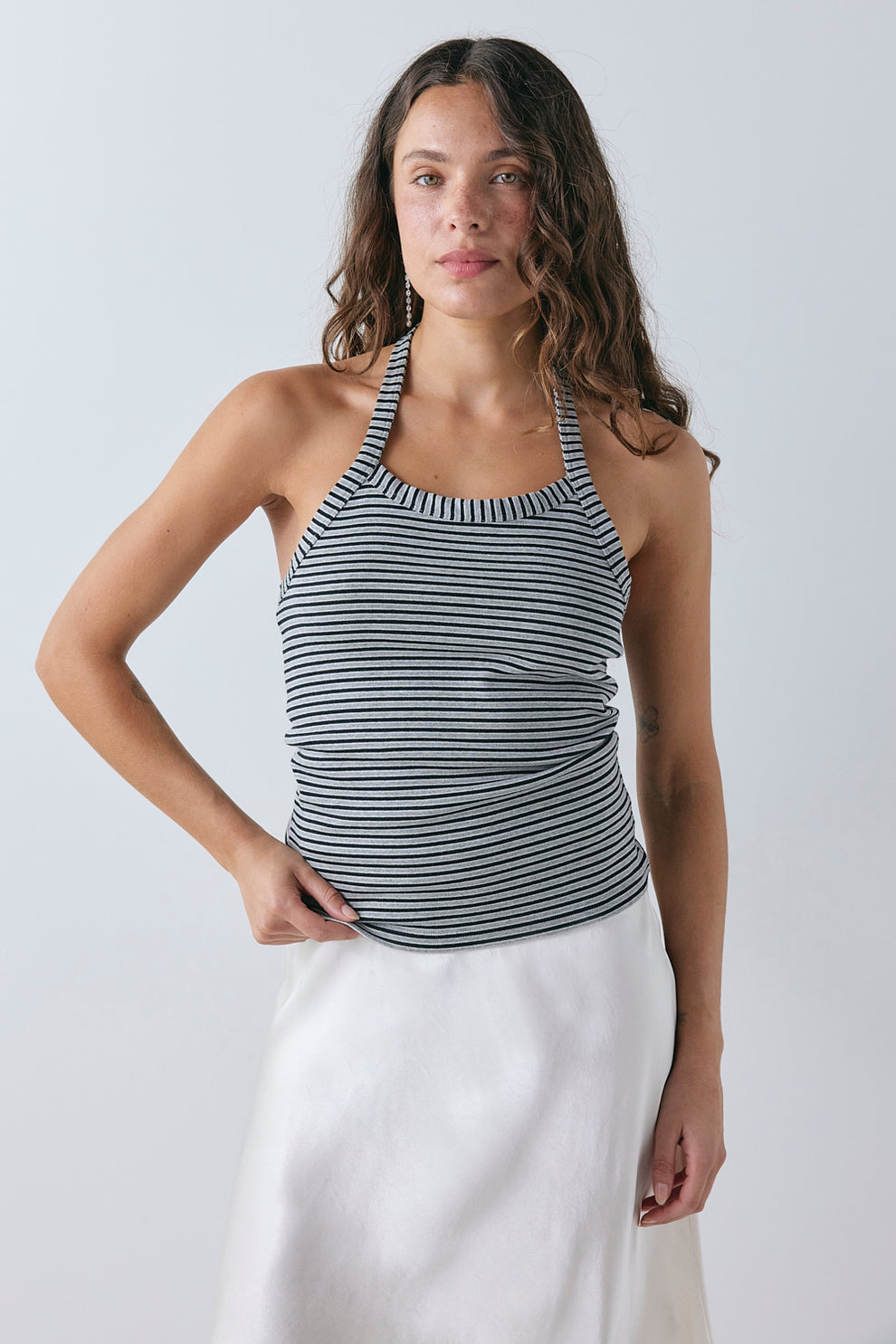 Monnie Top Grey Stripe