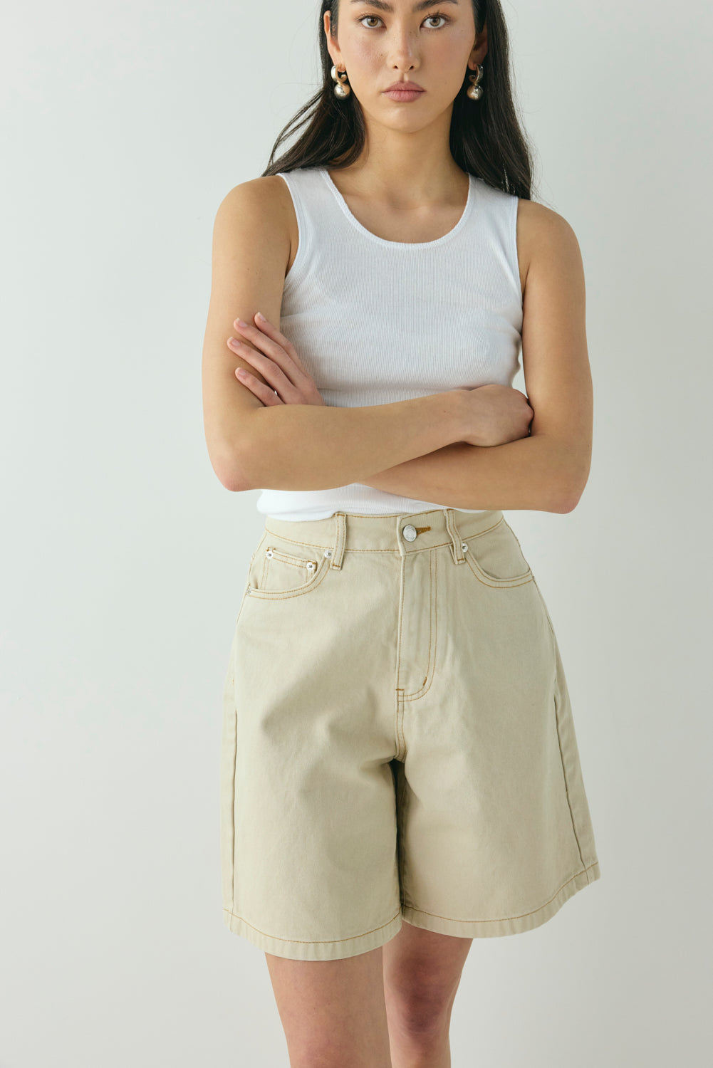 Willa Denim Shorts Taupe