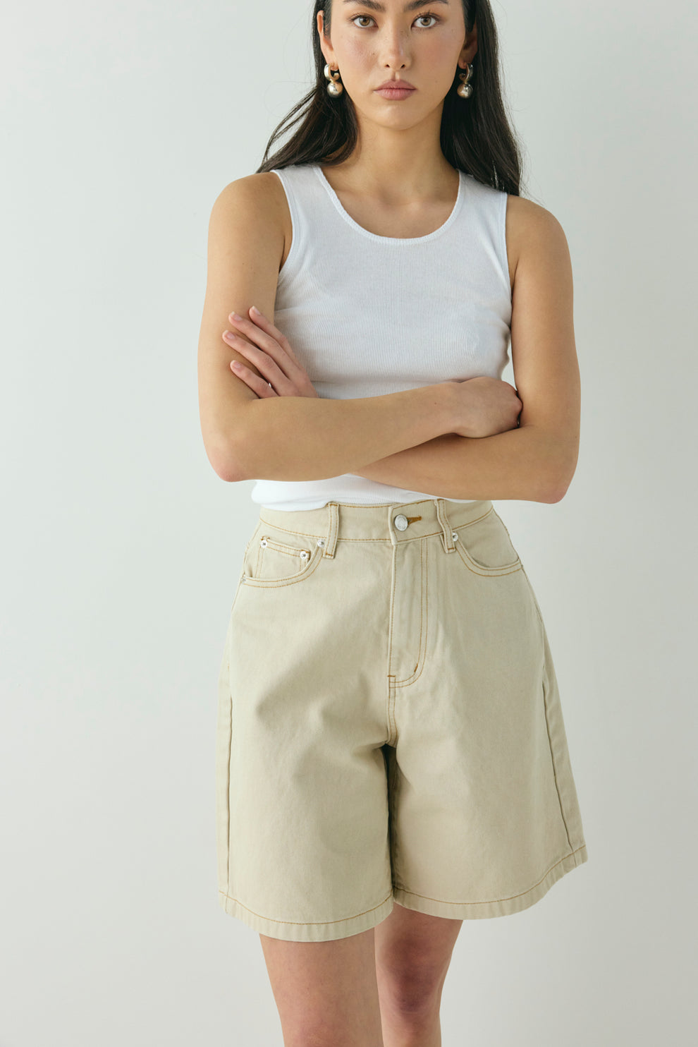 Willa Denim Shorts Taupe