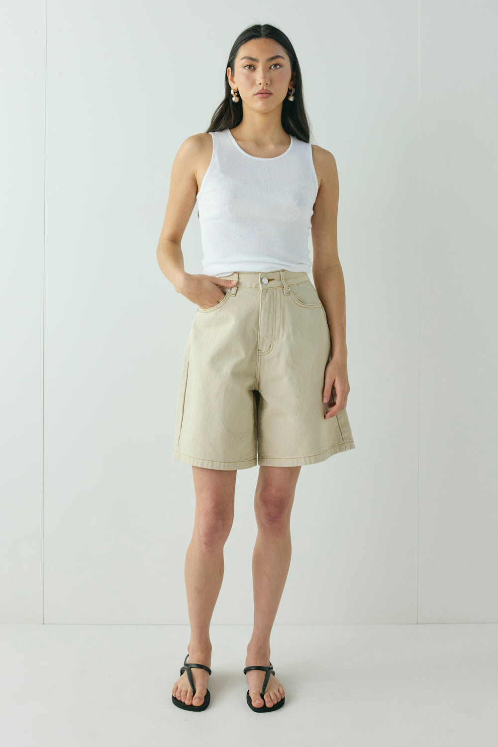 Willa Denim Shorts Taupe - size:Nami:AU 6 / US 2