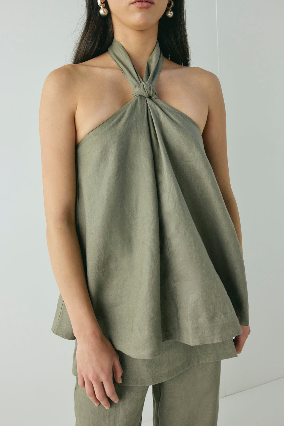 Taliah Linen Top Khaki