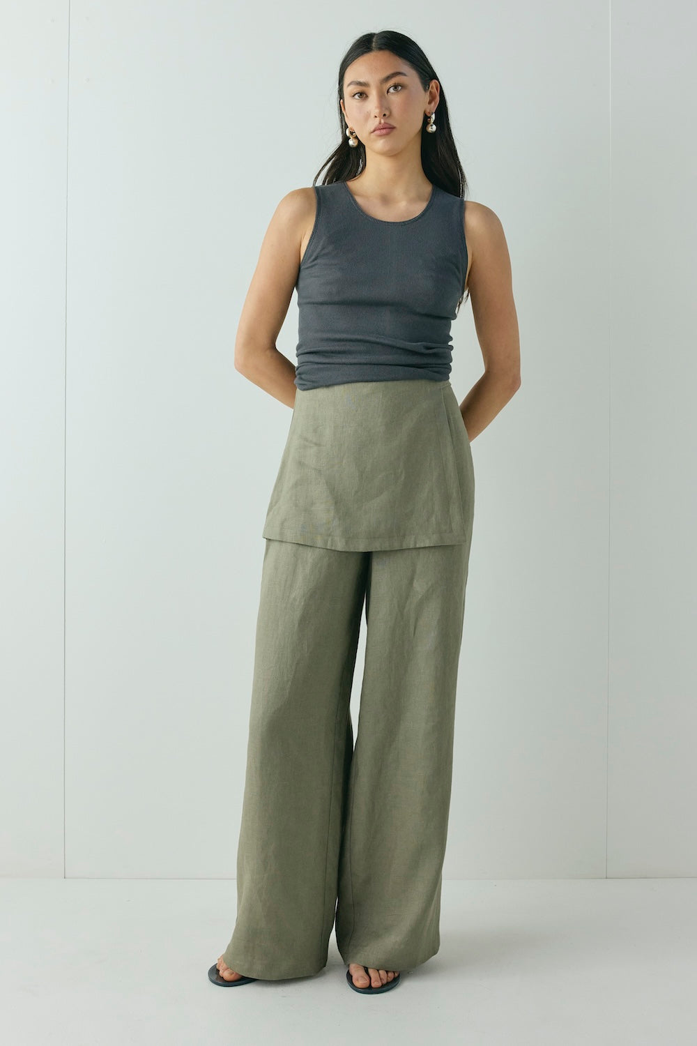 Musa Linen Pants Khaki - size:Nami:AU 6 / US 2
