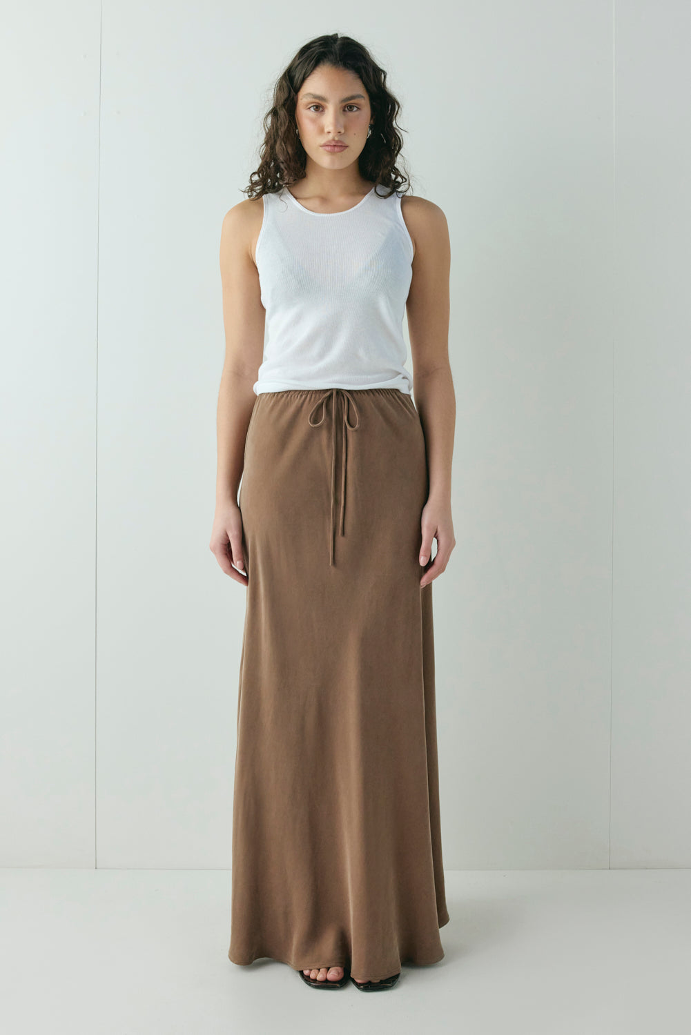 Elodie Maxi Skirt Brown - size:Kiara:8