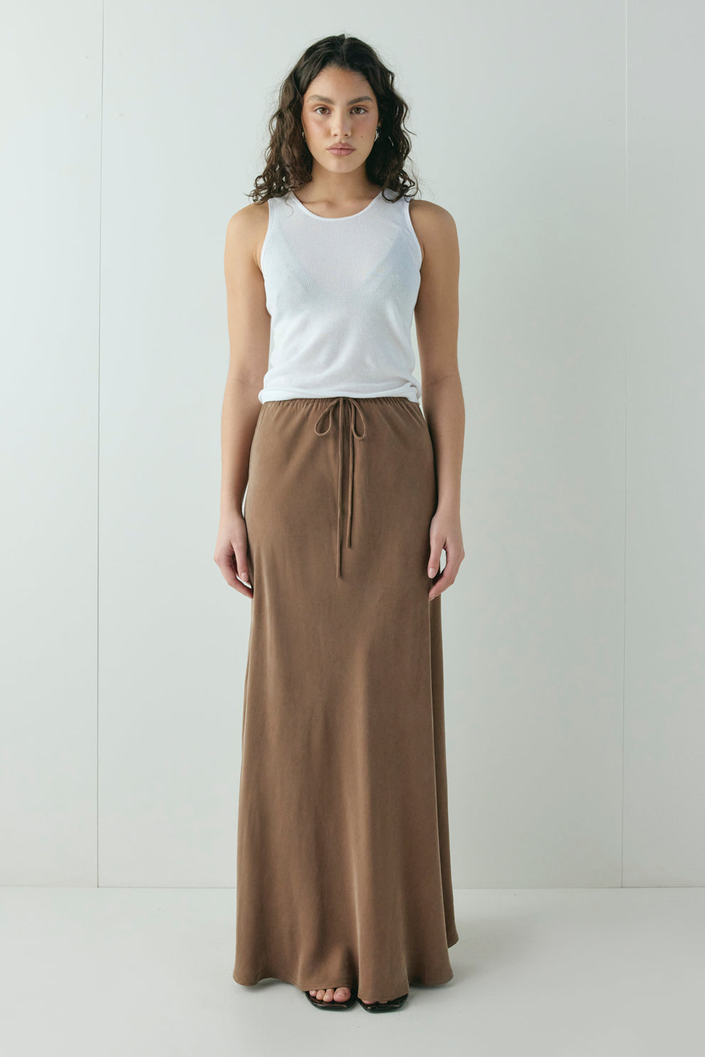 Elodie Maxi Skirt Brown - size:Kiara:8