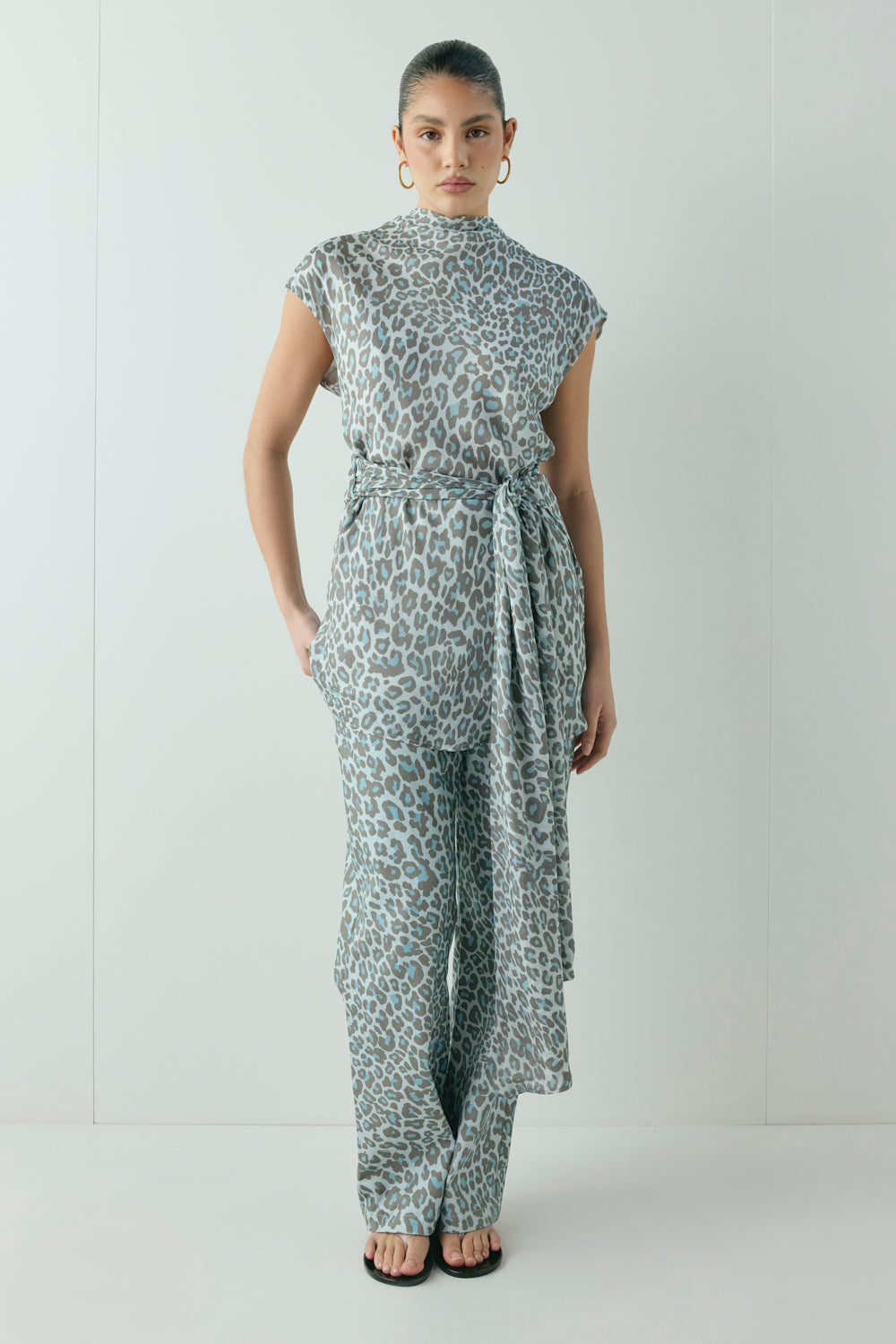 Nuri Mini Dress Blue Leopard