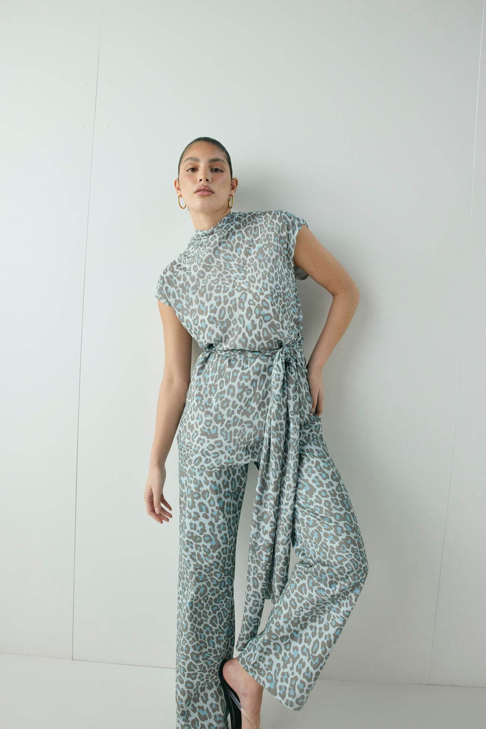 Nuri Mini Dress Blue Leopard