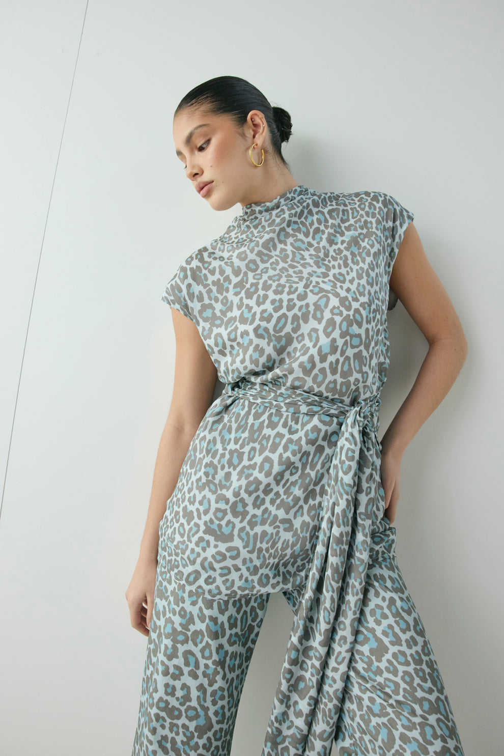 Nuri Mini Dress Blue Leopard