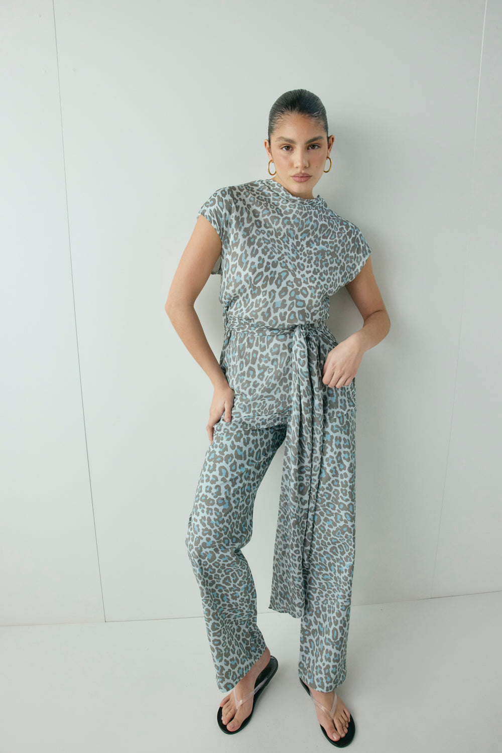 Rue Pants Blue Leopard