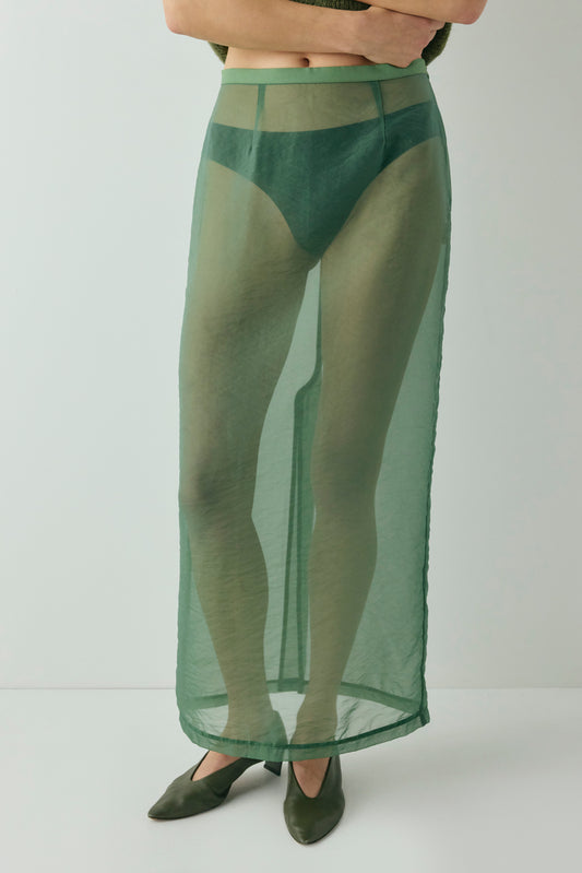 Devyn Sheer Midi Skirt Olive - size:Nami:AU 6 / US 2