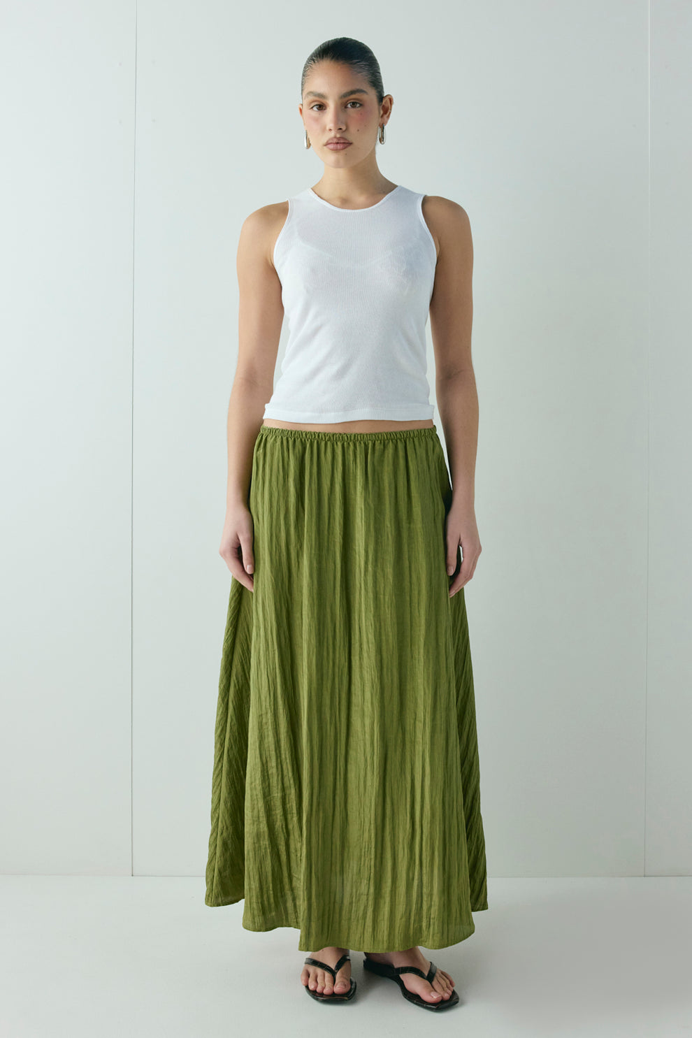 Solara Midi Skirt Olive - size:Kelsey:AU 6 / US 2 
