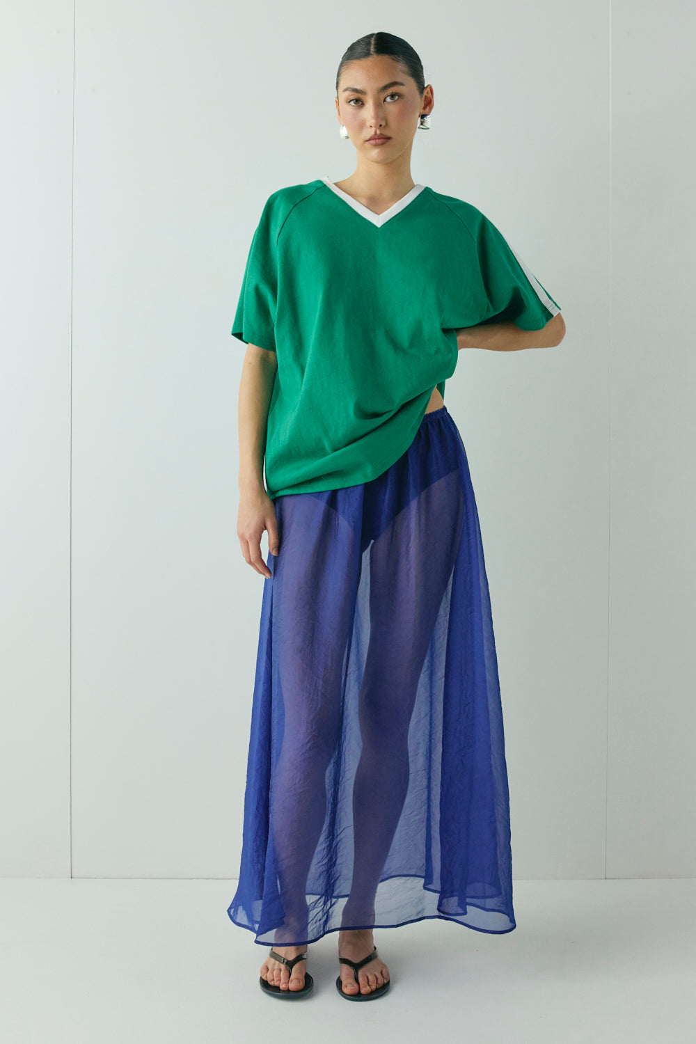 Solara Sheer Midi Skirt Cobalt - size:Nami:AU 6 / US 2