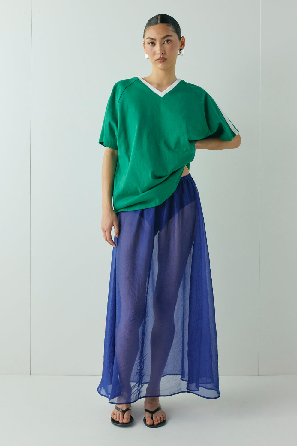 Solara Sheer Midi Skirt Cobalt - size:Nami:AU 6 / US 2