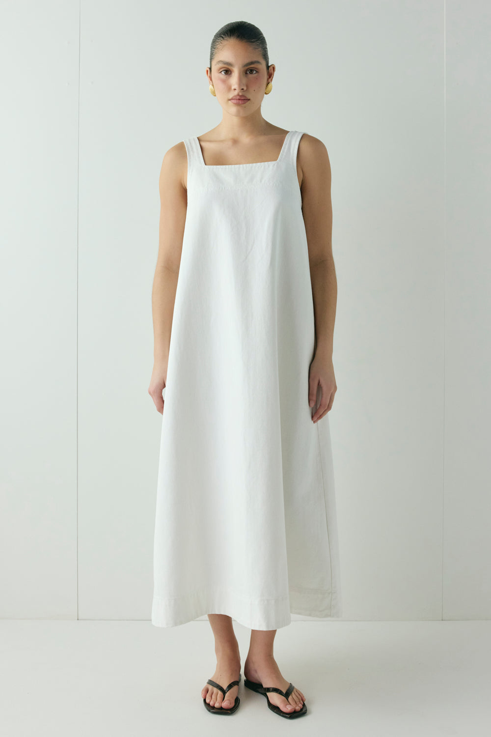 Amity Denim Midi Dress White