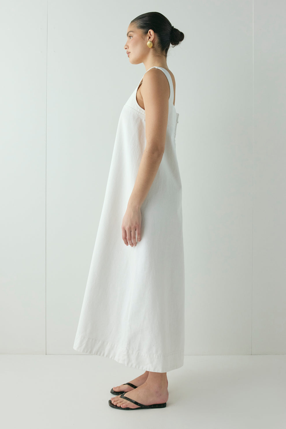 Amity Denim Midi Dress White VRG GRL Amity Denim Midi Dress White VRG GRL