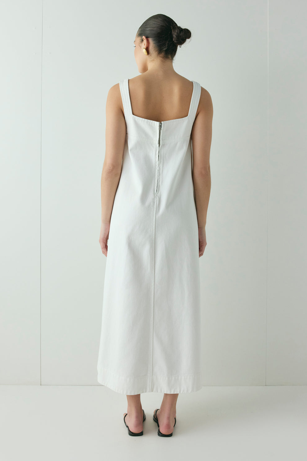 Amity Denim Midi Dress White