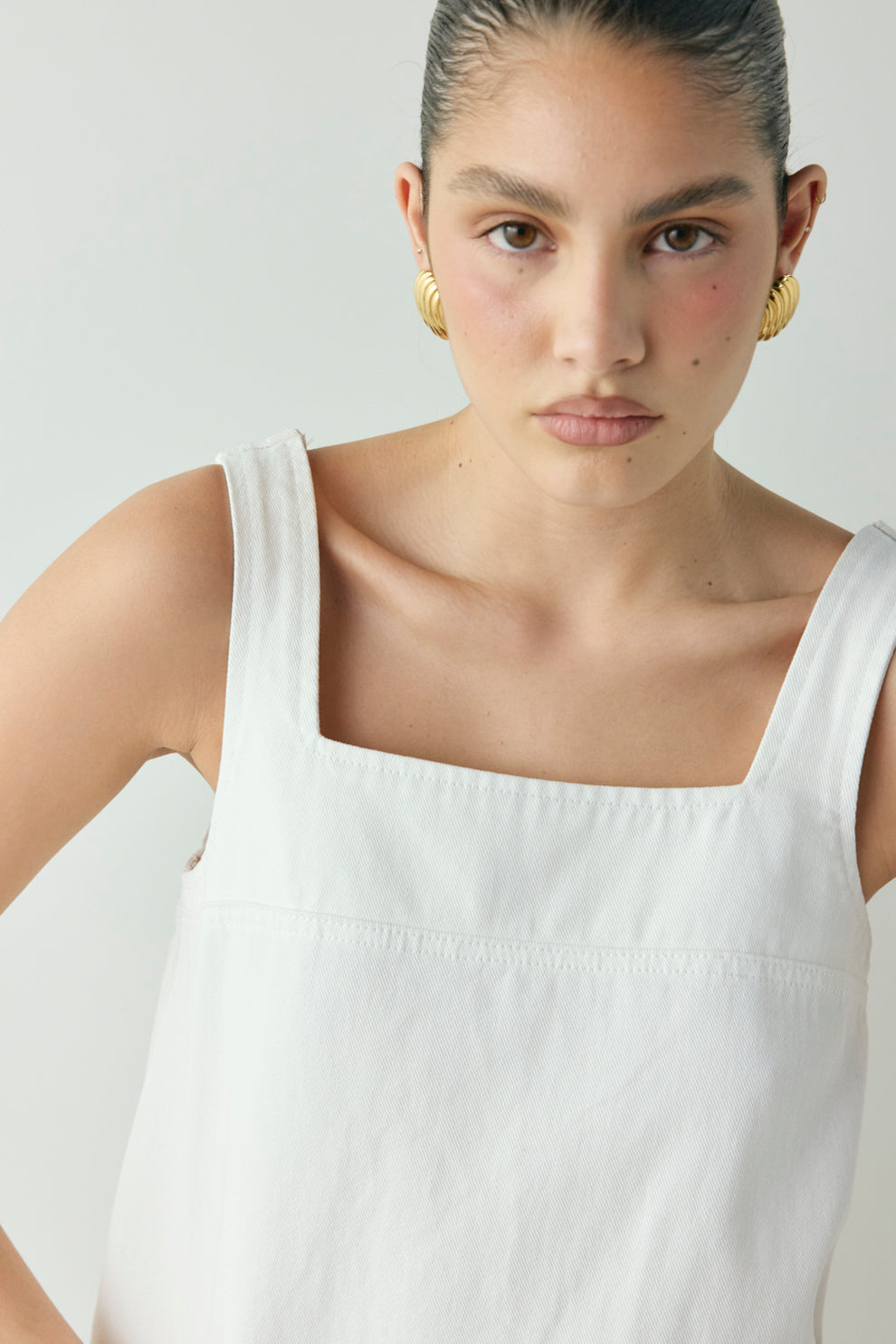 Amity Denim Midi Dress White