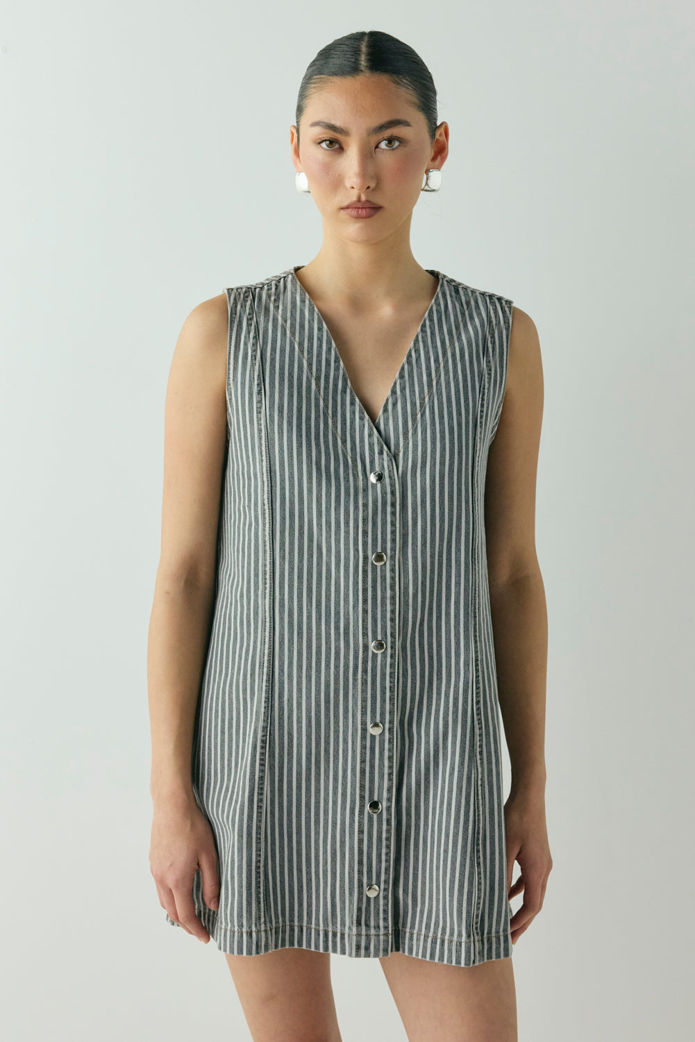 Aston Denim Mini Dress Stripe - size:Nami:AU 6 / US 2