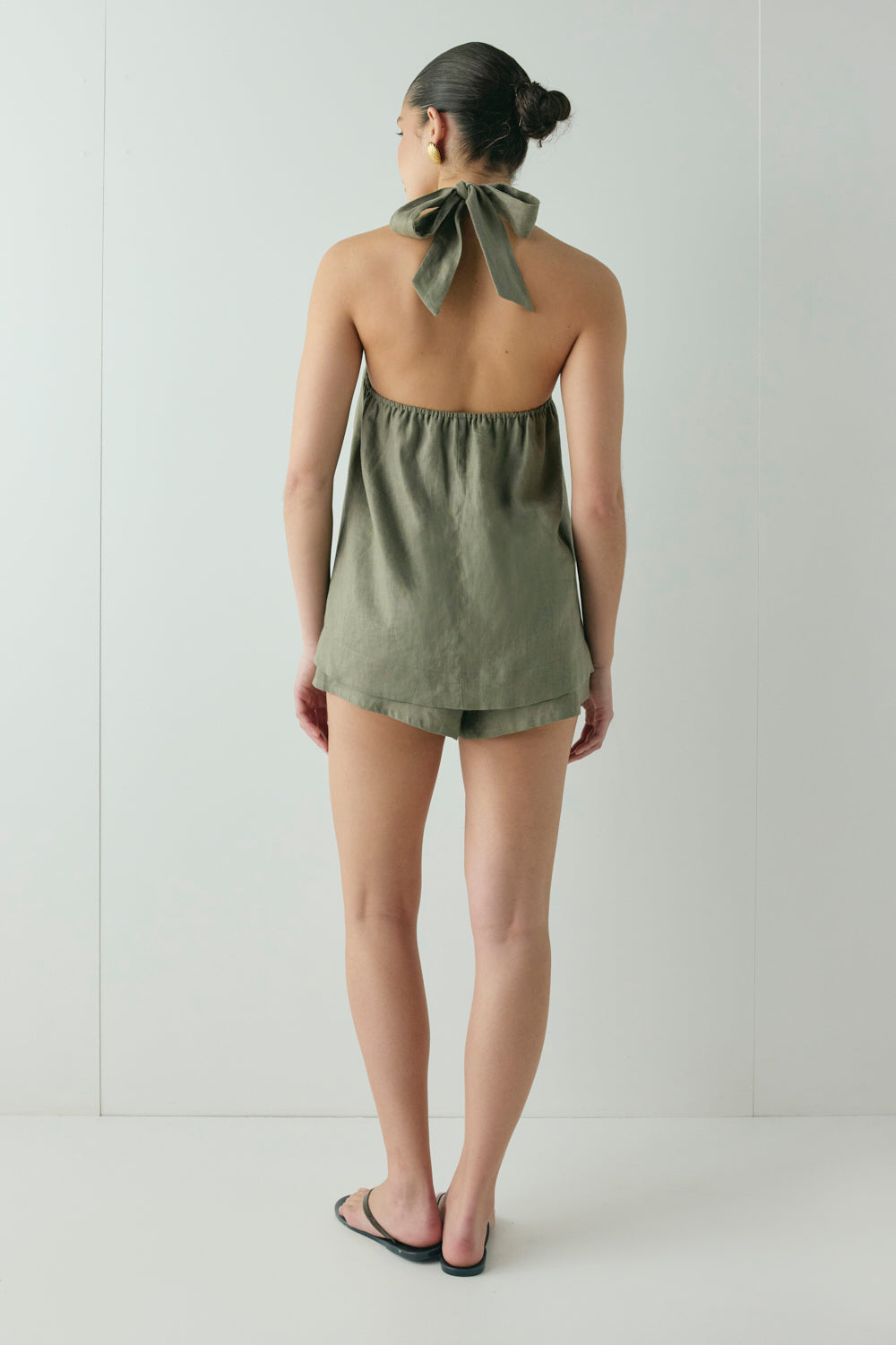 Taliah Linen Top Khaki