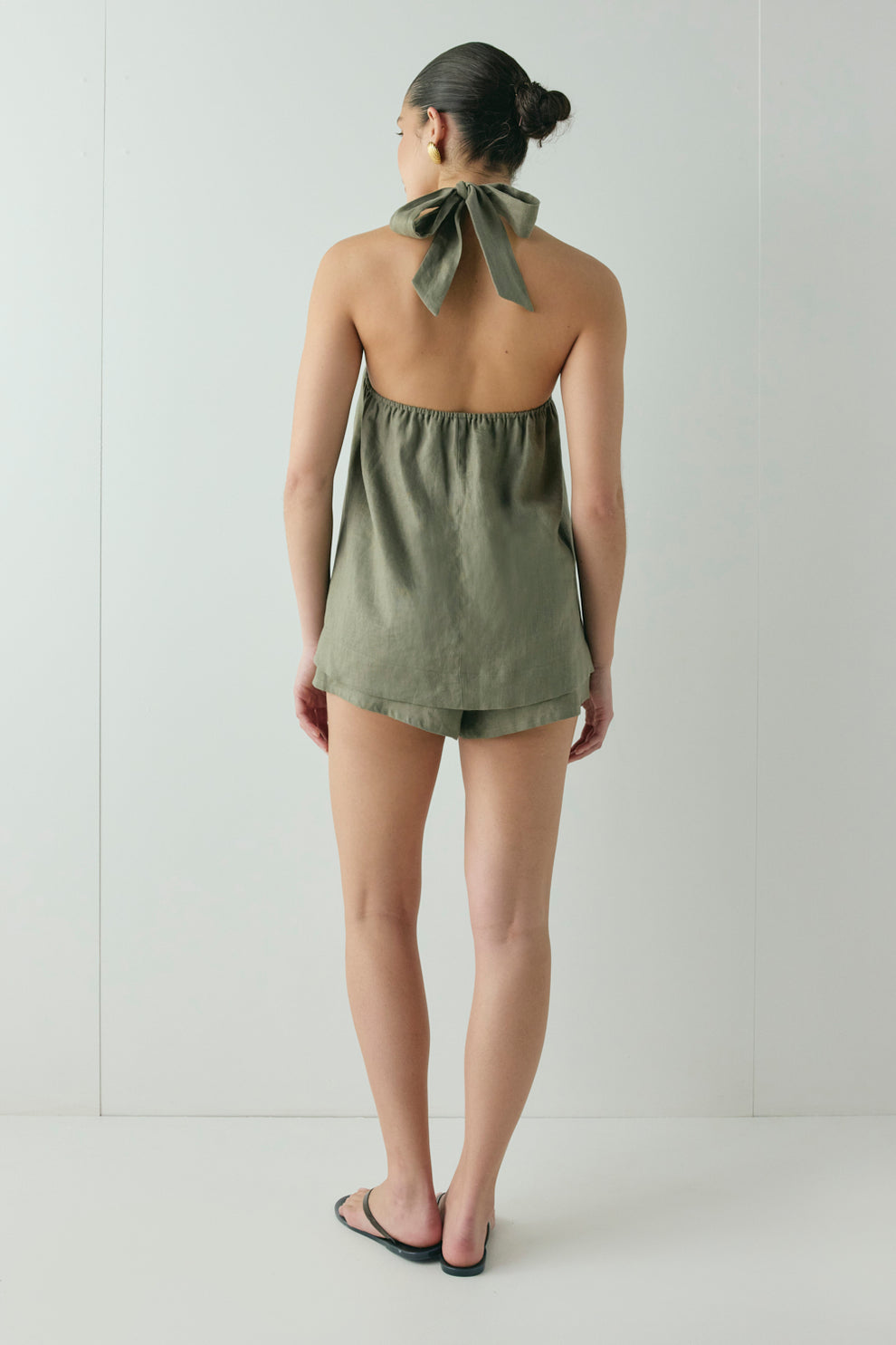 Taliah Linen Top Khaki