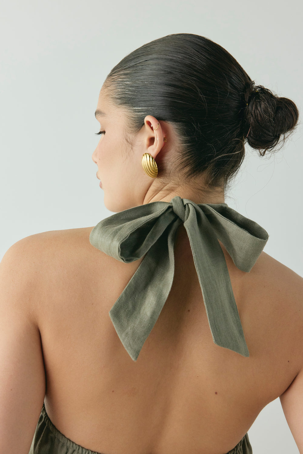 Taliah Linen Top Khaki