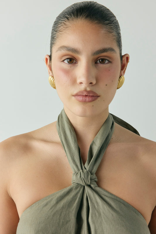 Taliah Linen Top Khaki - size:Kiara:AU 8 / US 4