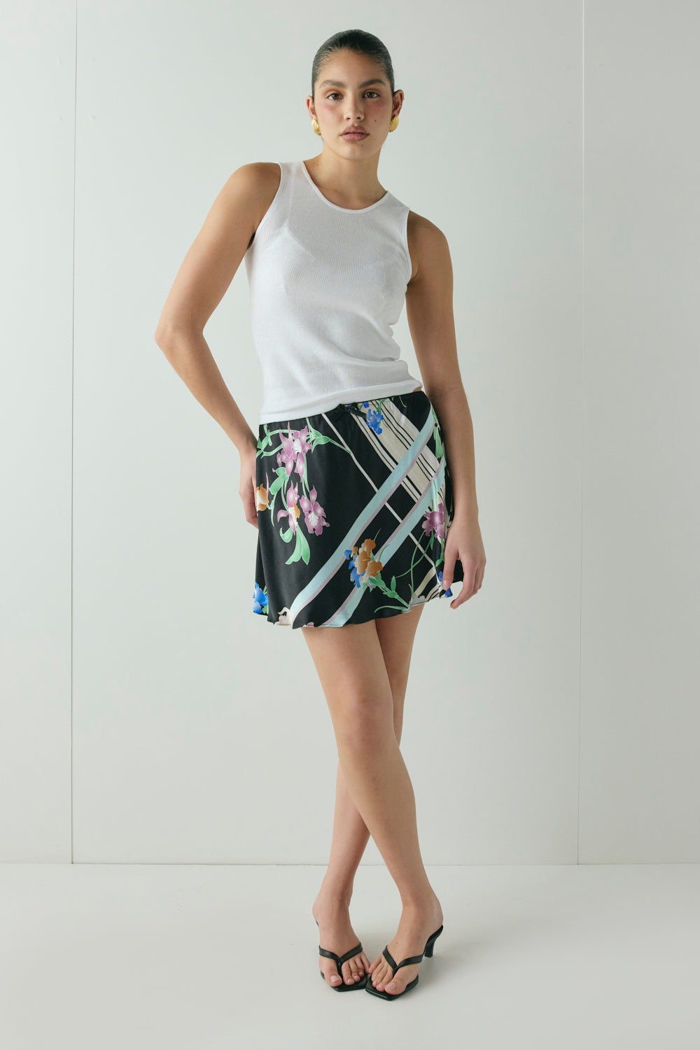 Lola Satin Mini Skirt Zari