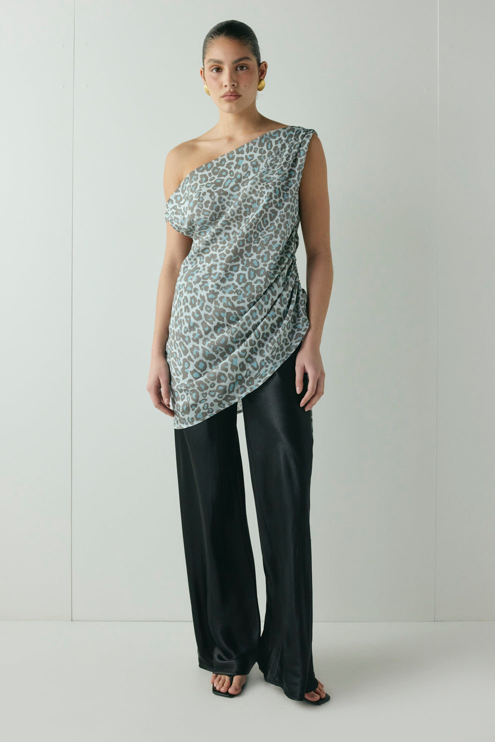 Lara Tunic Top Blue Leopard