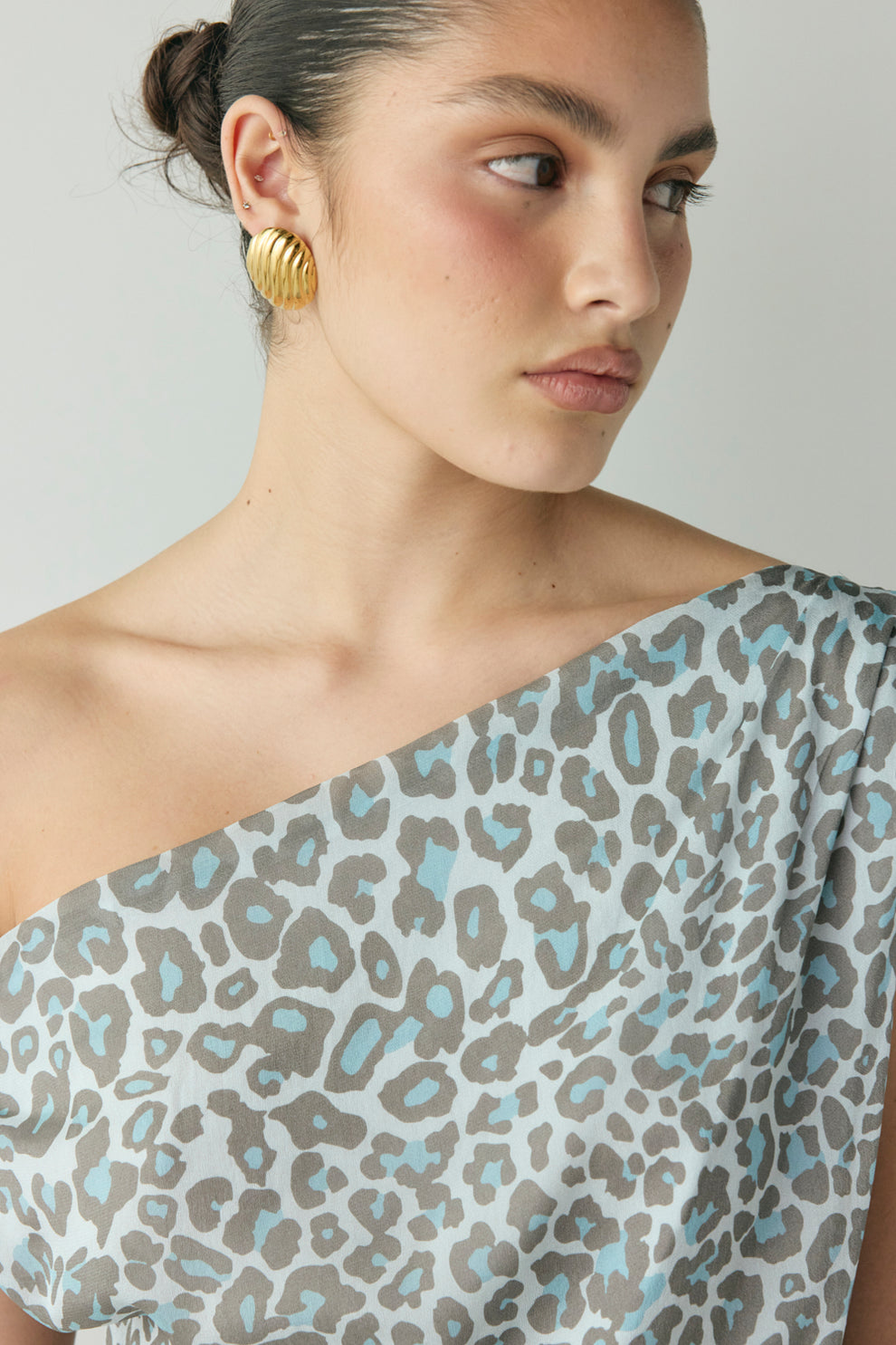 Lara Tunic Top Blue Leopard