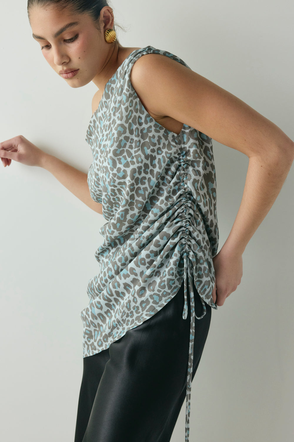 Lara Tunic Top Blue Leopard