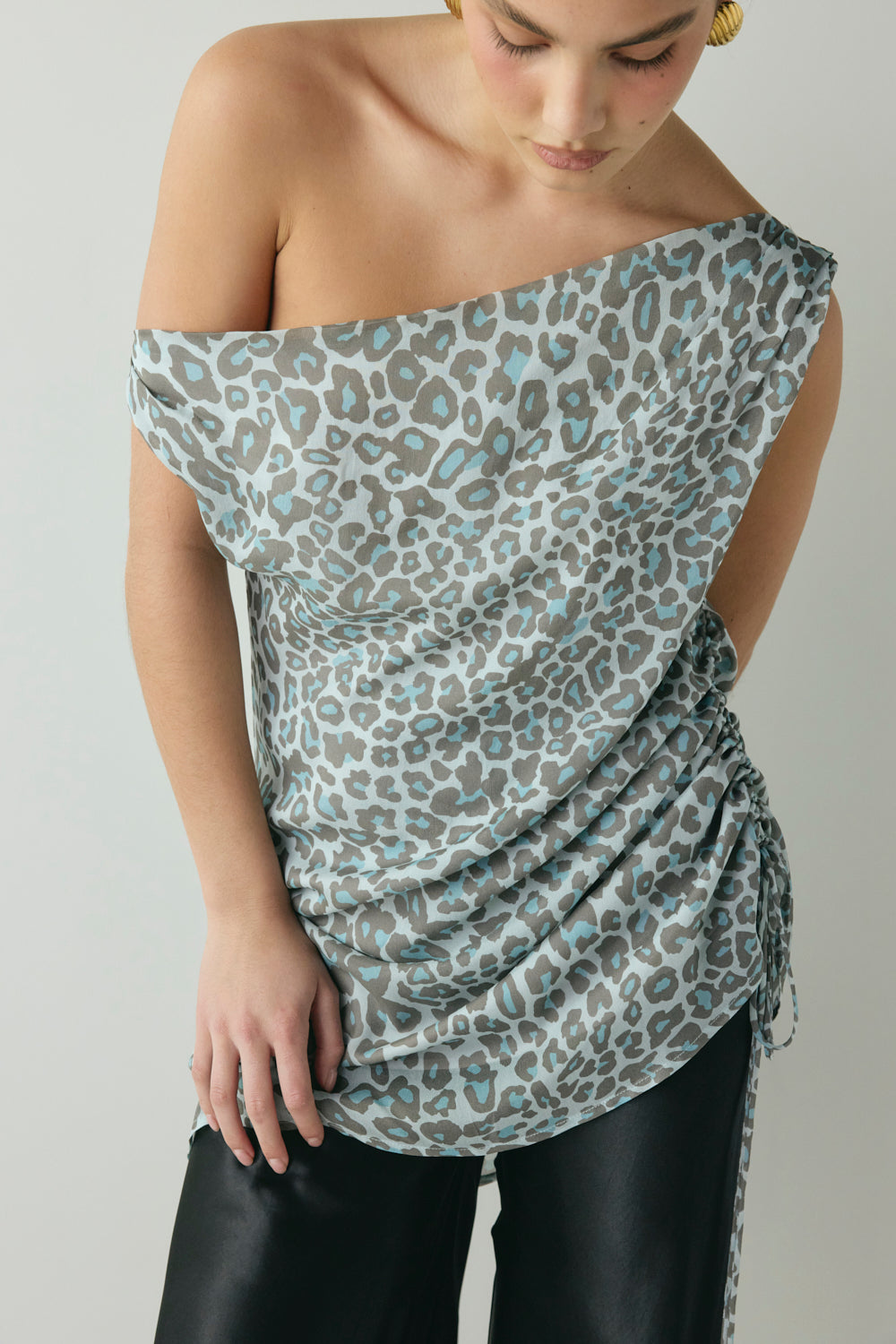 Lara Tunic Top Blue Leopard