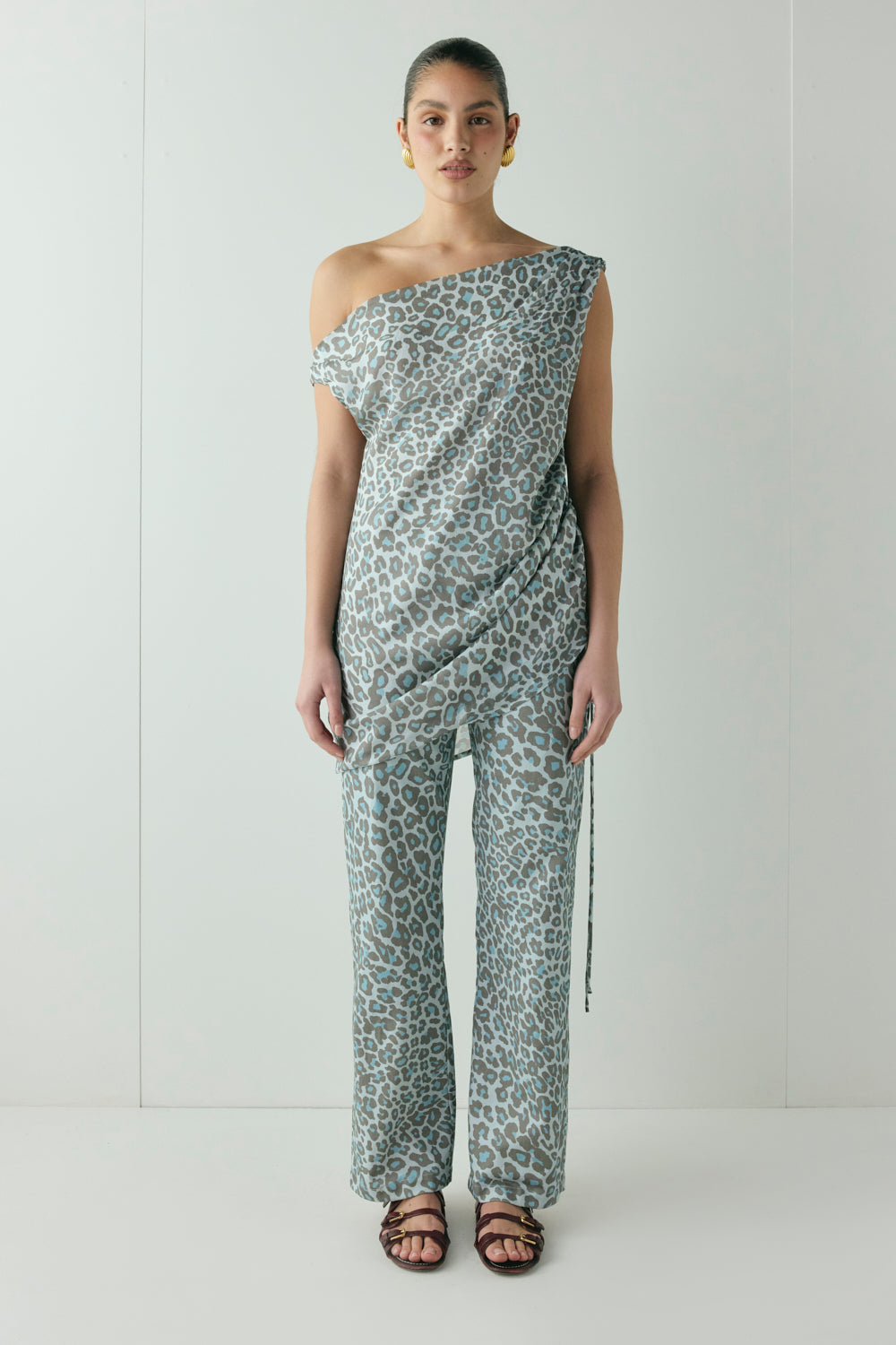 Lara Tunic Top Blue Leopard