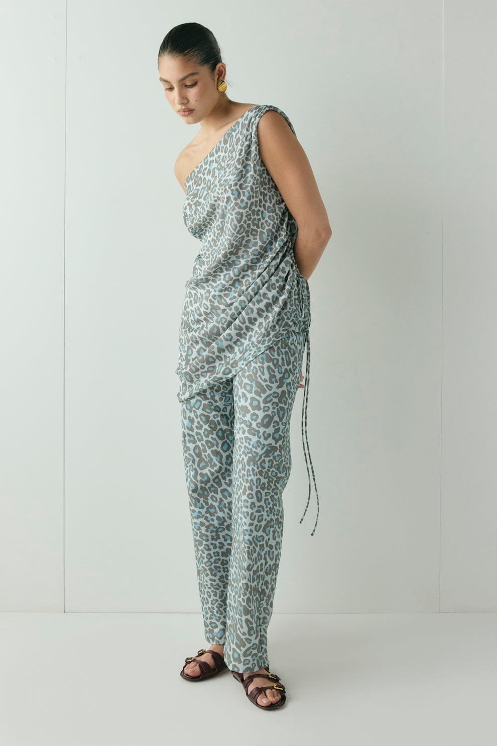 Lara Tunic Top Blue Leopard