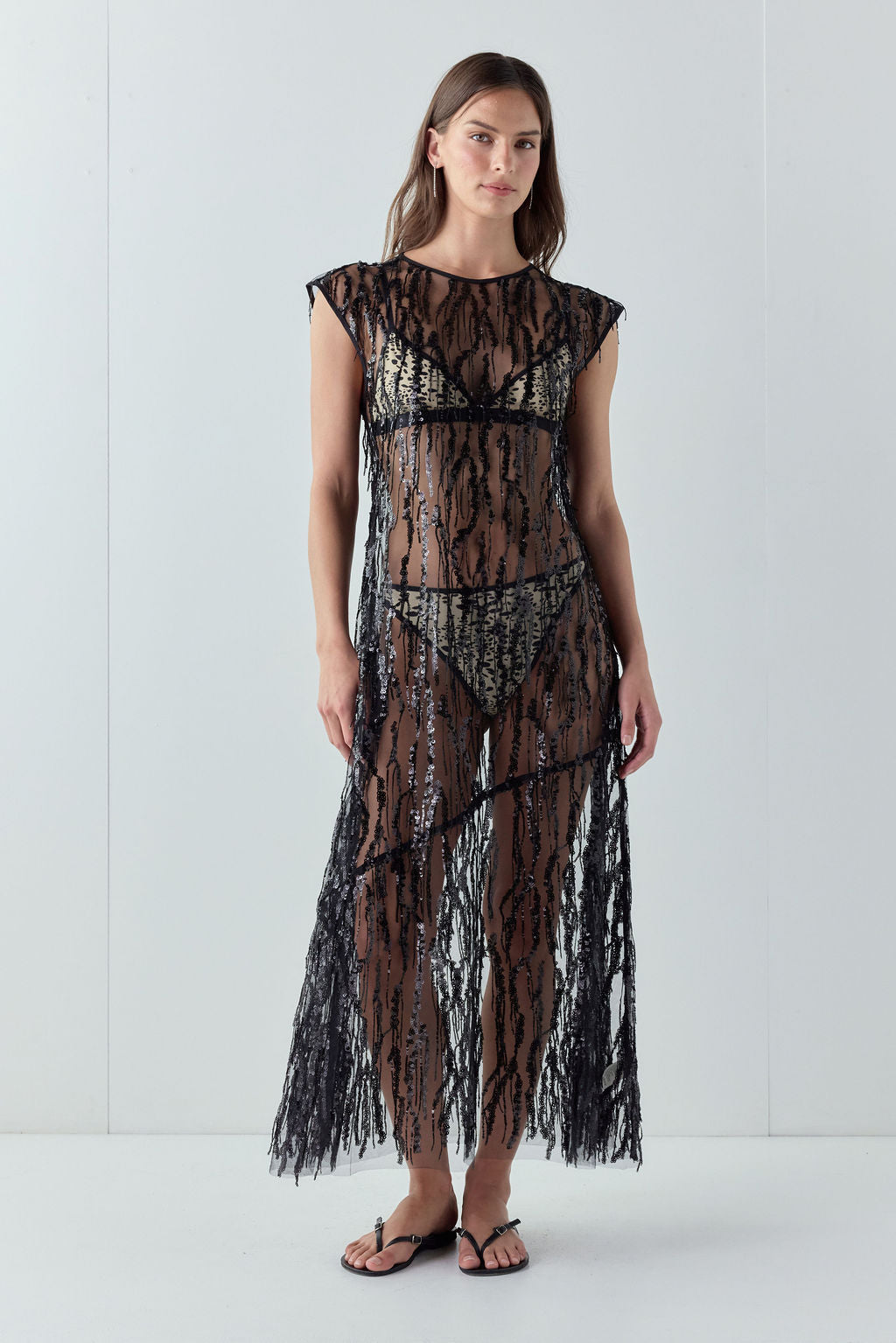 Grace Sequin Maxi Dress Black