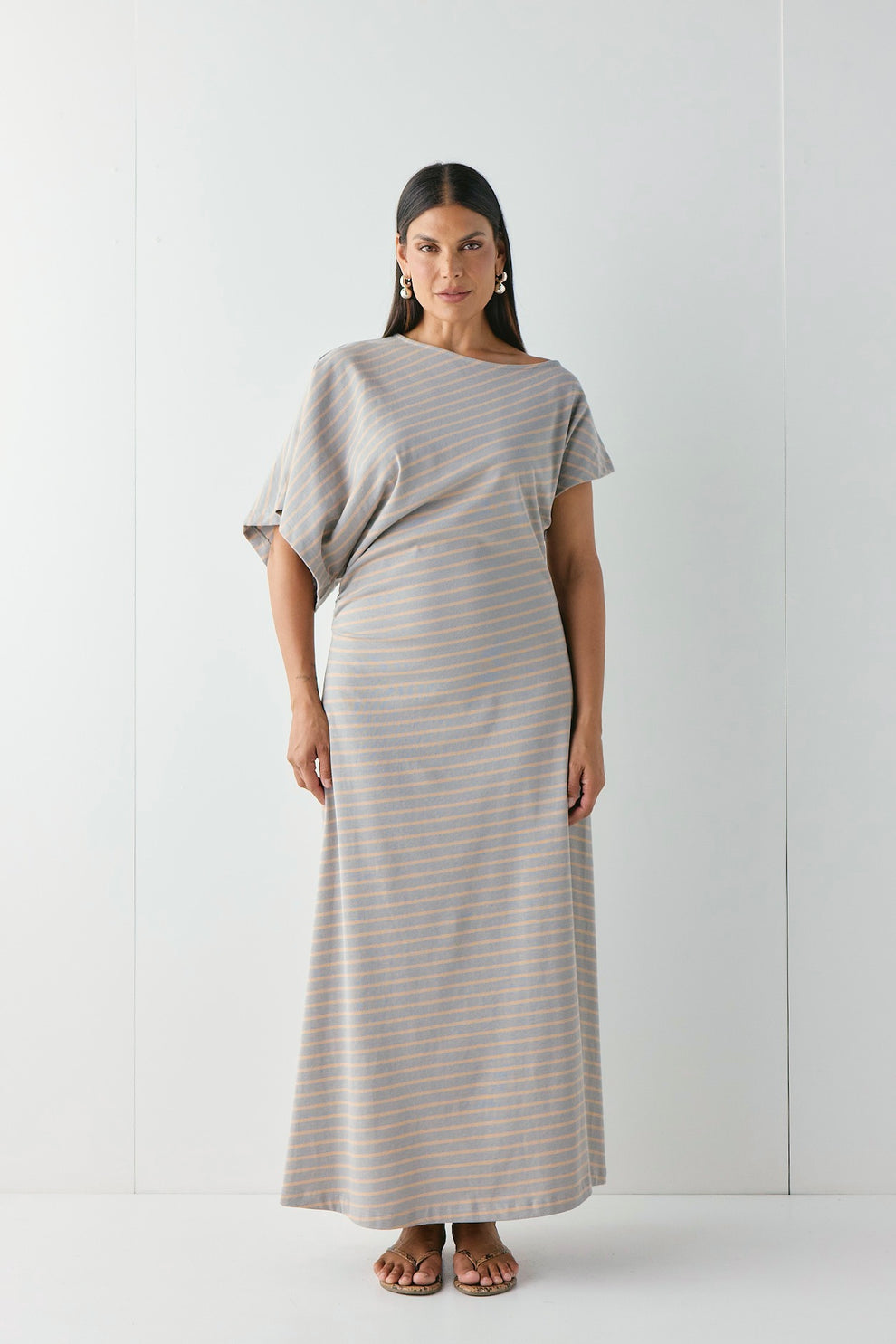 Liv Maxi Dress Apricot Stripe