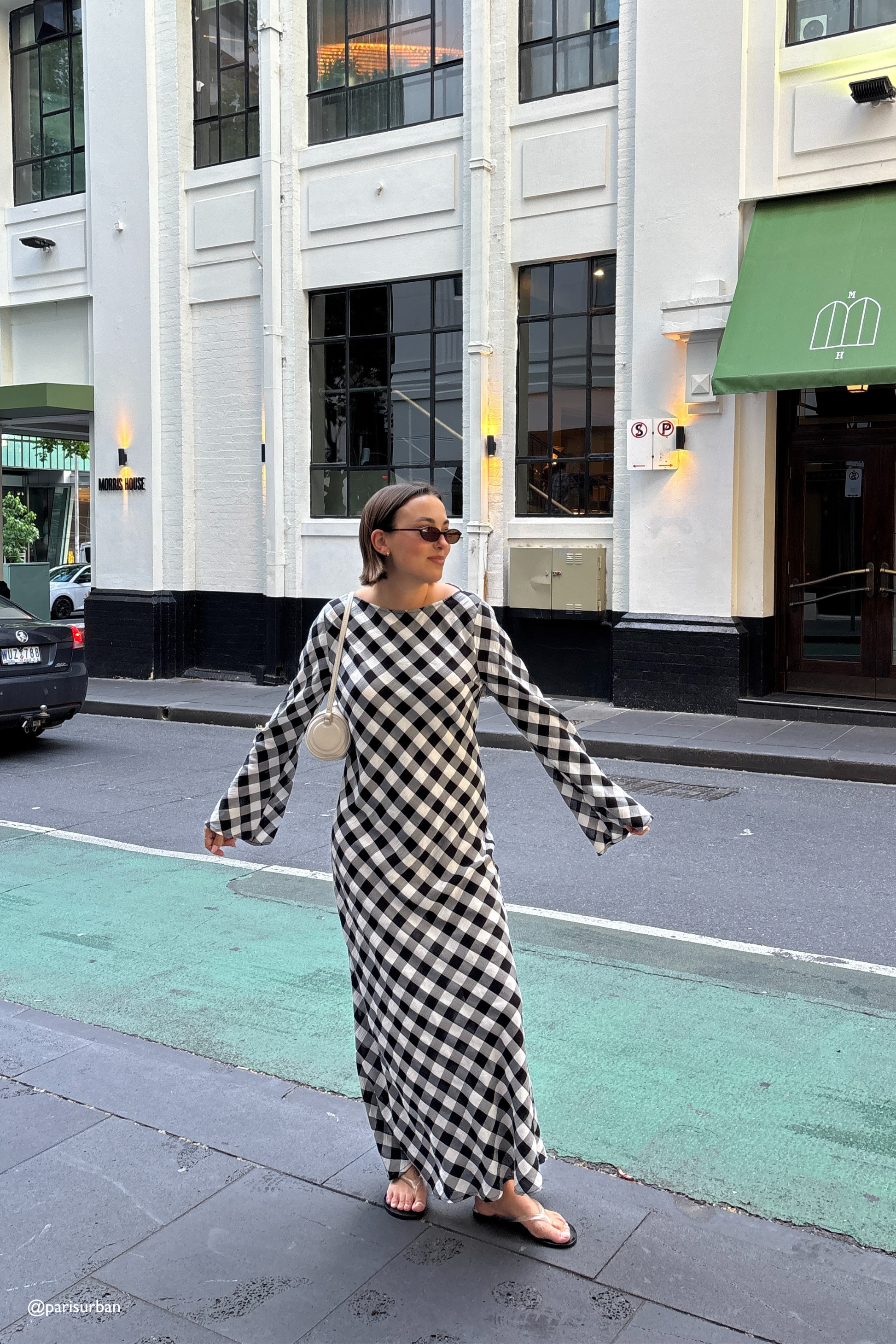 black and white check maxi dress Jean Maxi Dress Black Check – VRG GRL