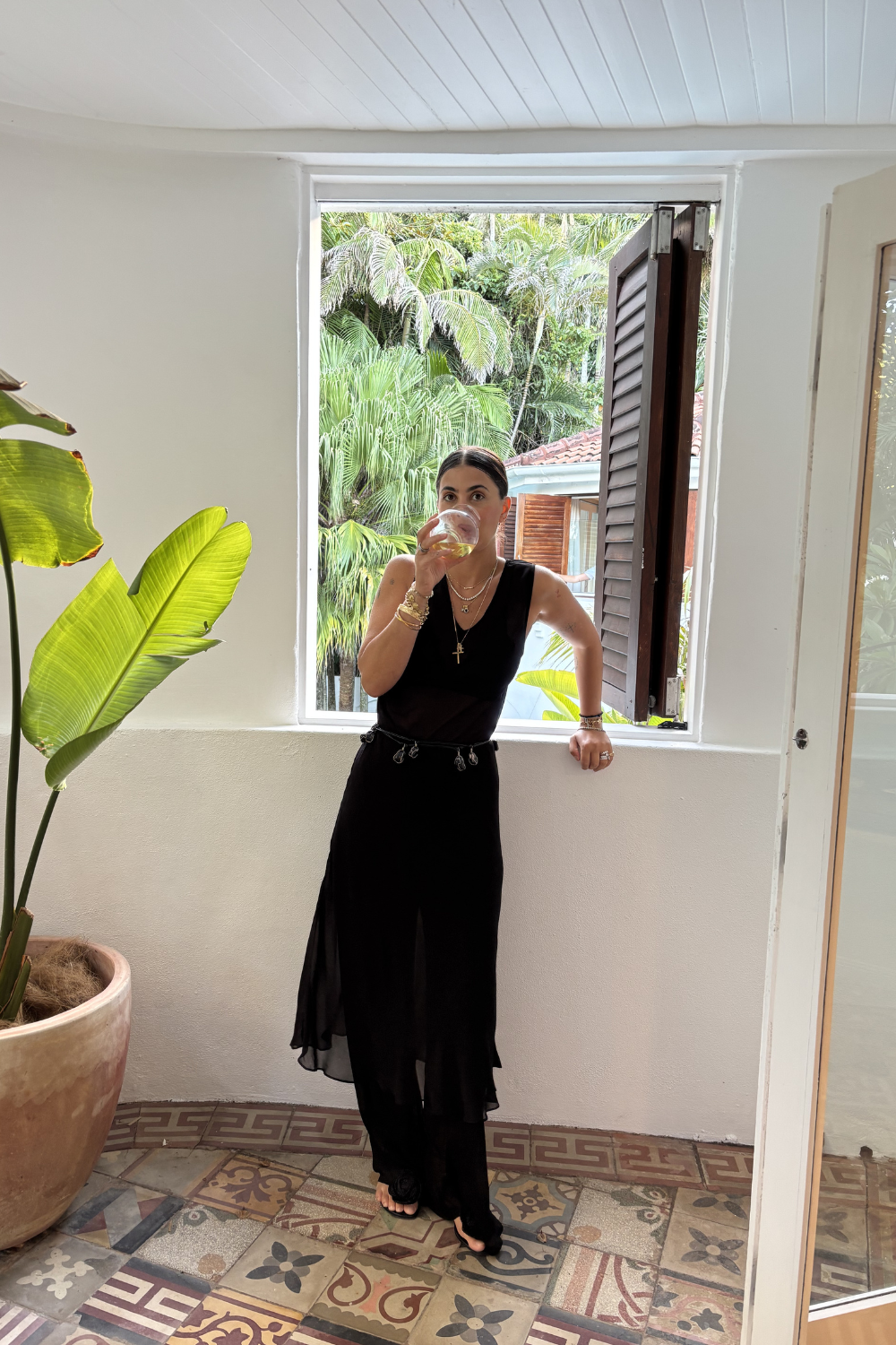 Winona Sheer Midi Dress Black 