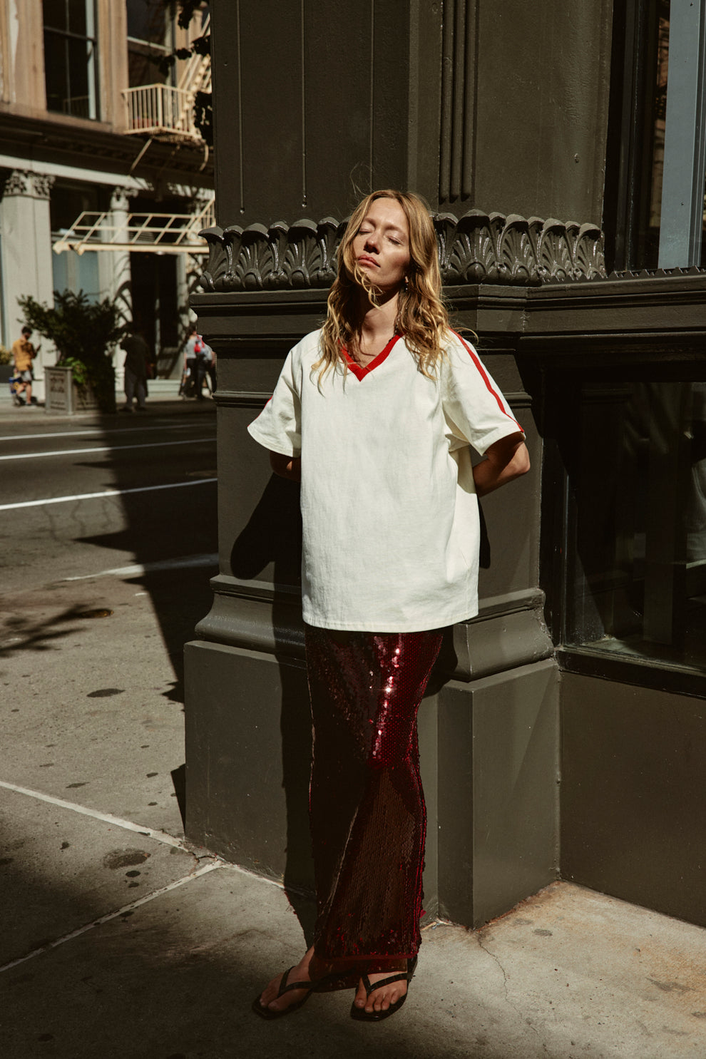 Devyn Sequin Midi Skirt Wine