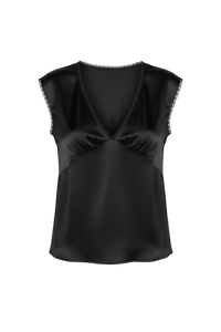 Flores Satin Top Black