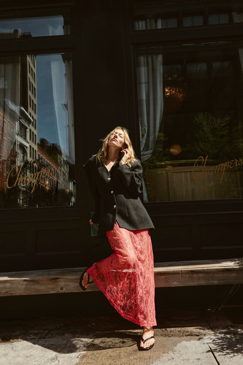 Devyn Lace Midi Skirt Pink